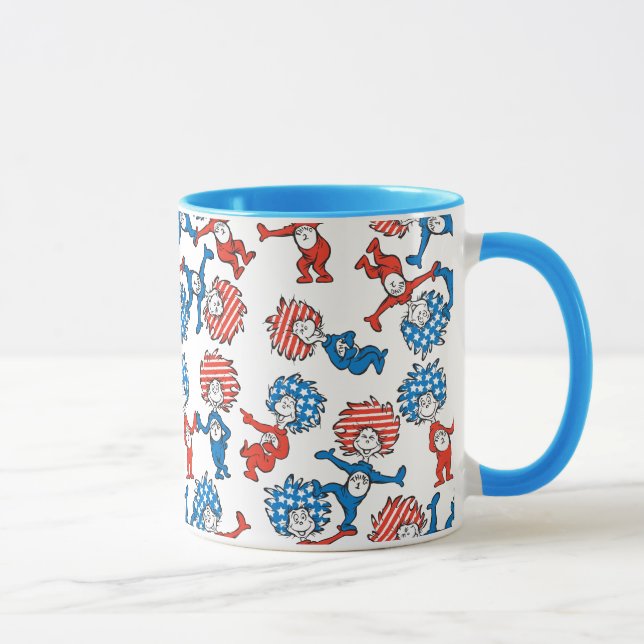 Caneca Dr. Seuss | Coisa Um Coisa Dois Padrão da Bandeira (Direita)
