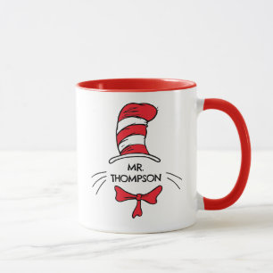 Caneca Dr. Seuss Gato no nome do professor personalizad