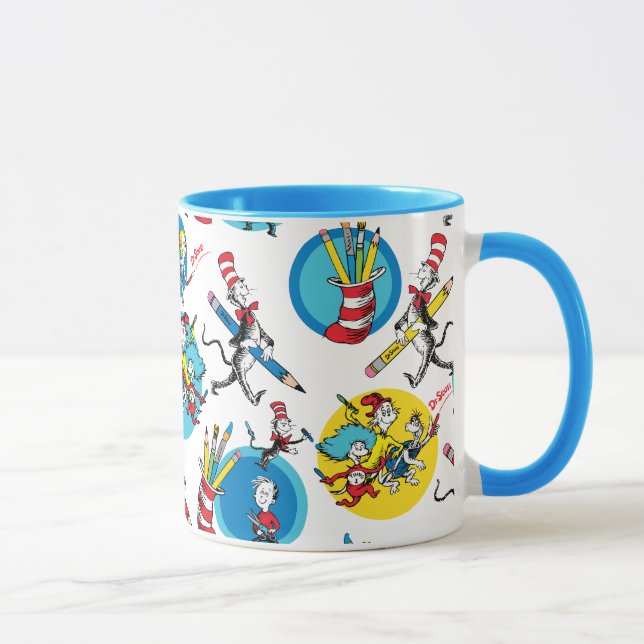 Caneca Dr. Seuss | Personagens Com Lápis Padrão (Direita)