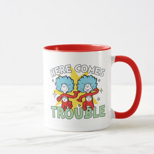 Caneca Dr. Seuss | Uma Coisa Duas Aqui Vem Problemas (Direita)