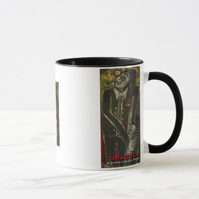 Caneca Drácula Tocando um Piano Preto (Direita)