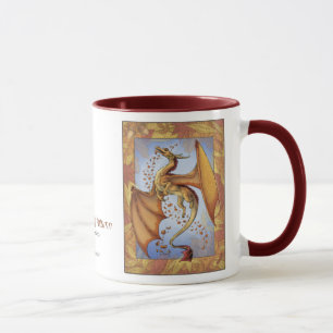 Caneca Dragão alaranjado da arte da fantasia da natureza