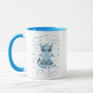 Caneca Dragão Azul do Inverno Fofo – Floco de Neve Mágico