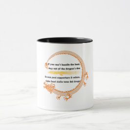 Caneca Dragão Chinês Dourado Bilíngue