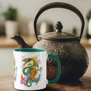 Caneca Dragão Chinês Verde Koi