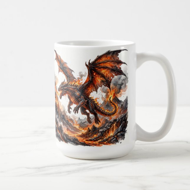 Caneca Dragão de Fogo | Caneca de Café com Acento  (Direita)