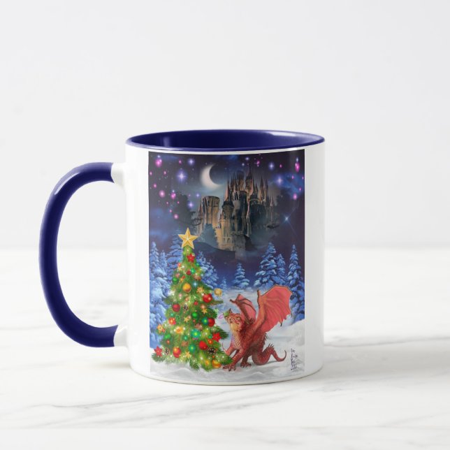 Caneca Dragão de Natal Enfrentando Problemas (Esquerda)
