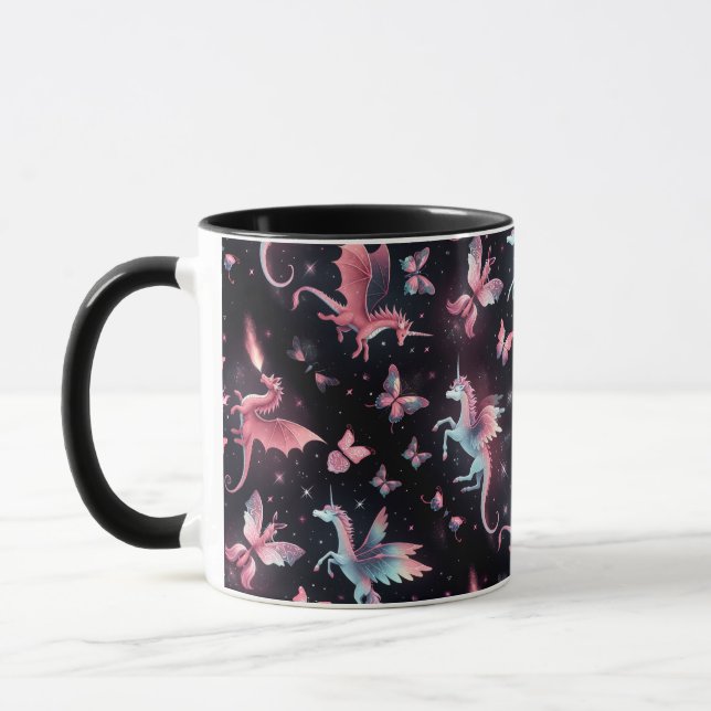 Caneca Dragão Mistura Unicórnio Rosa (Esquerda)