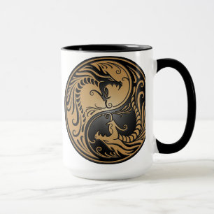 Caneca Dragões, marrom e preto de Yin Yang
