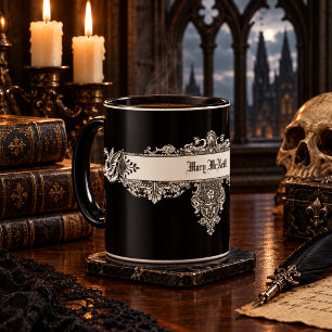Caneca Dragões Medievais Era Vitoriana Gótica Personaliza