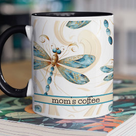 Caneca Dragões no padrão de voo em Aqua e Dourados