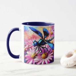 Caneca Dragonfly Impressionista Em Disias Rosa Floral