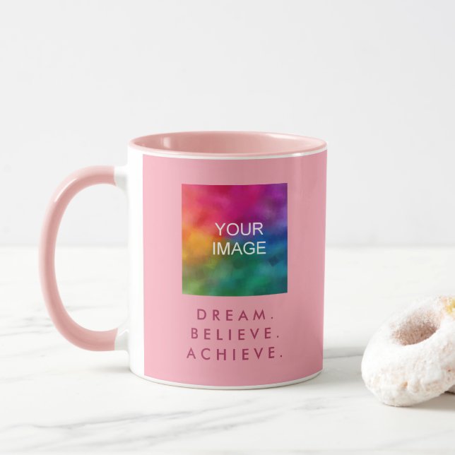 Caneca Dream Acredita Em Obter Cota Personalizada Motivac (Com Donut)