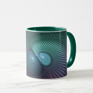 Caneca Duas Espirais Coloridas Arte Fractal Abstrata Mode