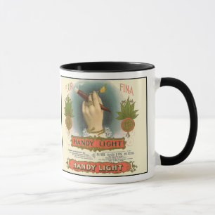Caneca Duas etiquetas do charuto do vintage de lado a