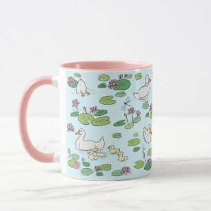 Caneca Duck Waterlily Pads 11 oz. Lã-rosa, Blue Cerâmica 