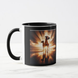 Caneca Duo Art Sunset Beach Rhodesian Ridgebacks