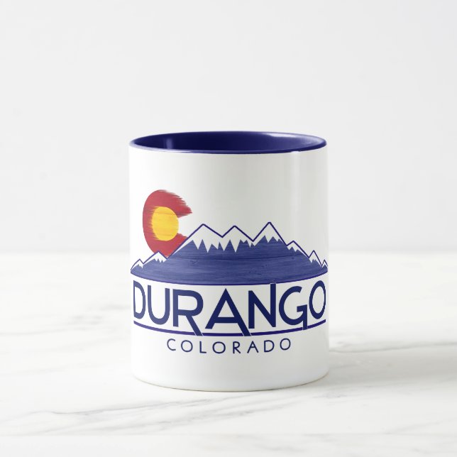Caneca Durango Colorado wood mountains mug (Centro)