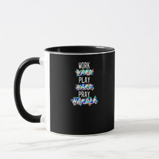 Caneca Duro de Trabalho Cristão, Reproduzir Duro, Rezar M