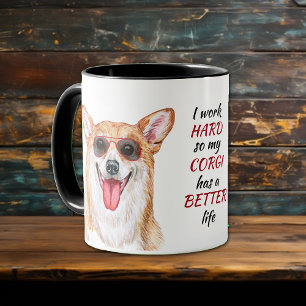 Caneca Duro de trabalho para o meu cachorro de Corgi