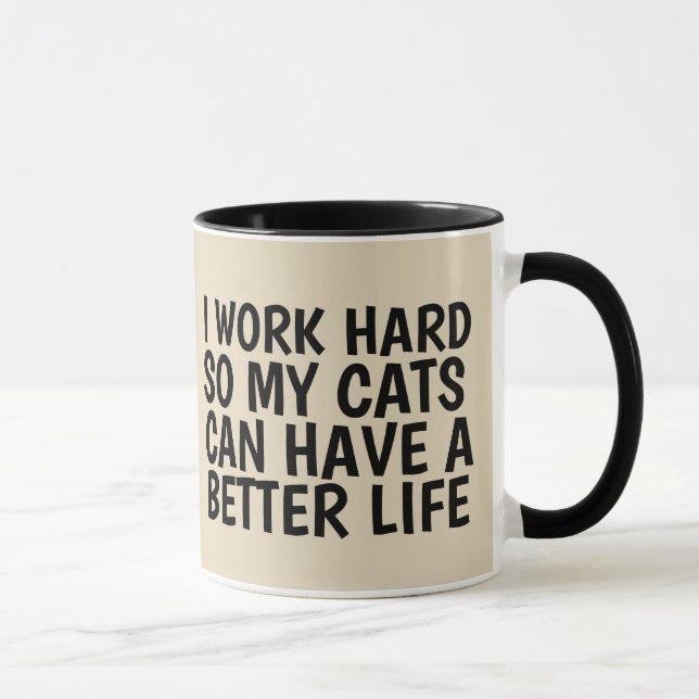 CANECA DURO DE TRABALHO PARA QUE OS GATOS TENHAM UMA VIDA (Direita)