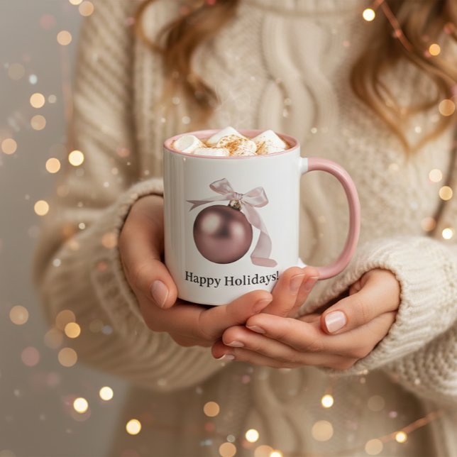 CANECA DUSTY ROSE ORNAMENT MUG FOR CHIC HOLIDAYS (The coziest hot cocoa break. Holiday vibes for your premium moments!)