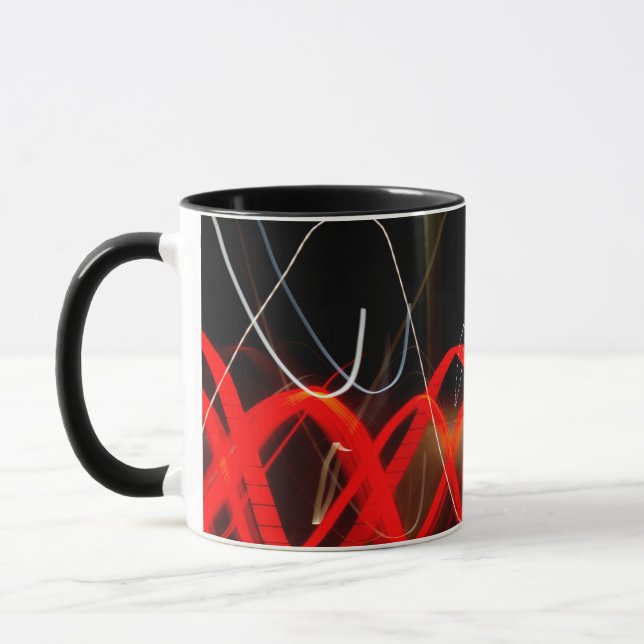 Caneca Dynamic Red and White Abstract Long Exposure Light (Esquerda)