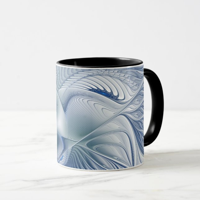 Caneca Dynamics Fantasy Abstrato Blue Tones Arte Fractal (Frente Esquerda)