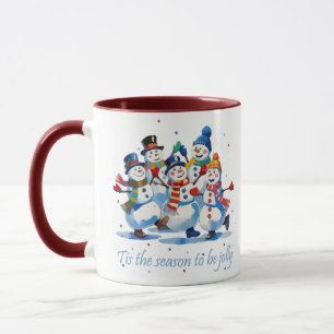 Caneca É a Temporada para Ficar Alegre Dançando Bonecos d