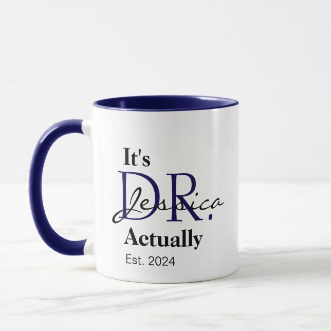 Caneca É Dr. [Custom Name] Ano Est. Na Verdade (Esquerda)