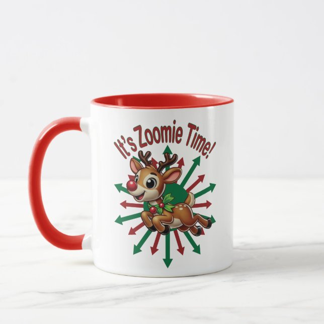 Caneca "É hora da Zoomie! Reindeer de Natal (Esquerda)