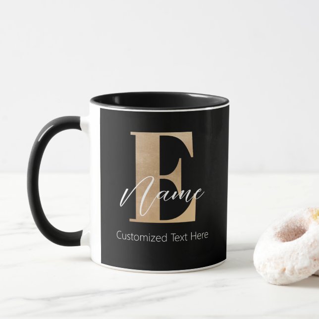 Caneca E & Name Iniciais Monogramados Modernos Personaliz (Com Donut)
