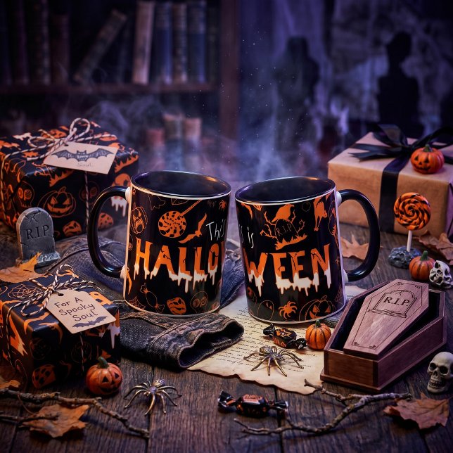 Caneca "É o Halloween – Estilo Assustador para os Destemi (Criador carregado)