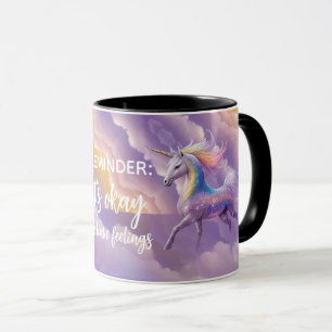 Caneca É okay ter sentimentos Unicórnio Brilhante com Pur
