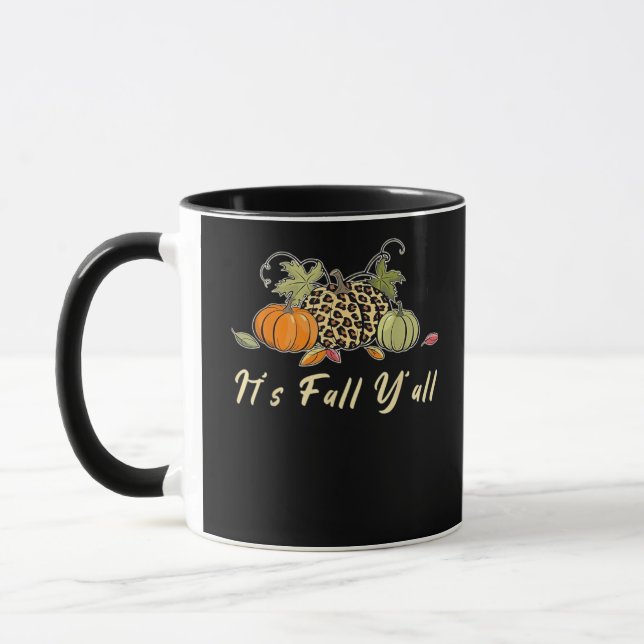 Caneca É Outono Pessoal Feliz Outono Leopardo (Esquerda)