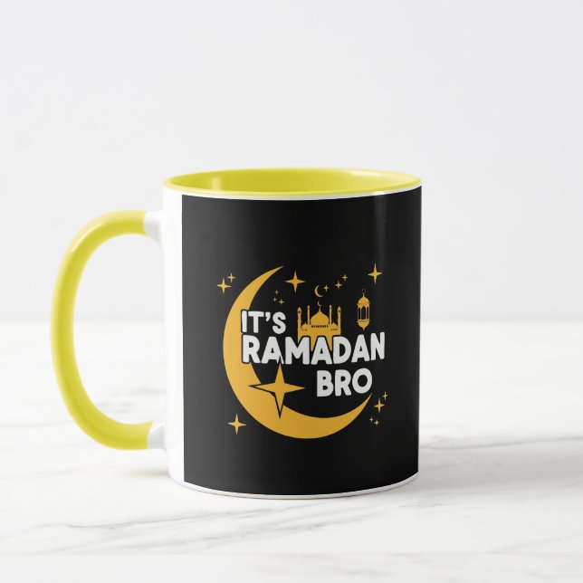 Caneca É Ramadan Irmão Feliz Jejum Crescente Islâmico  (Esquerda)