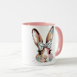 Caneca e Xícara de Páscoa com Laço de Coquette Bun