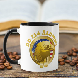 Caneca Eagle Dourado Emblem USA Flag | DD 214 Alumni