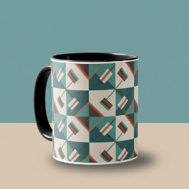 Caneca Earth Grid Teal and Brown 