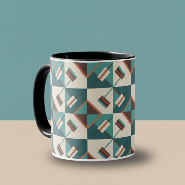 Caneca Earth Grid Teal and Brown  (Criador carregado)