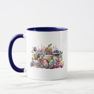 Caneca Easter Bunny Watercolor Coffee Drinks