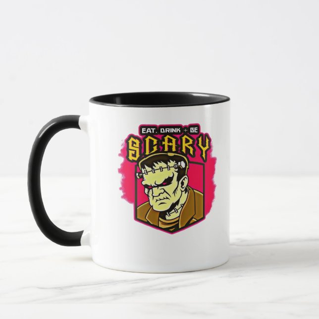 Caneca Eat Drink And Be Scary Frankenstein Halloween Crea (Esquerda)