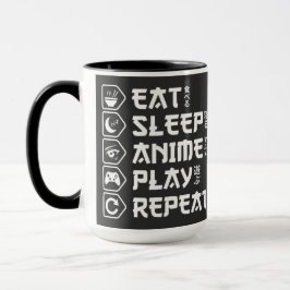 Caneca Eat Sleep Anime Play Repeat Otaku Anime Lifestyle