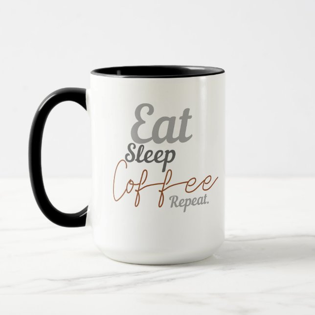Caneca eat sleep coffee repeat (Esquerda)
