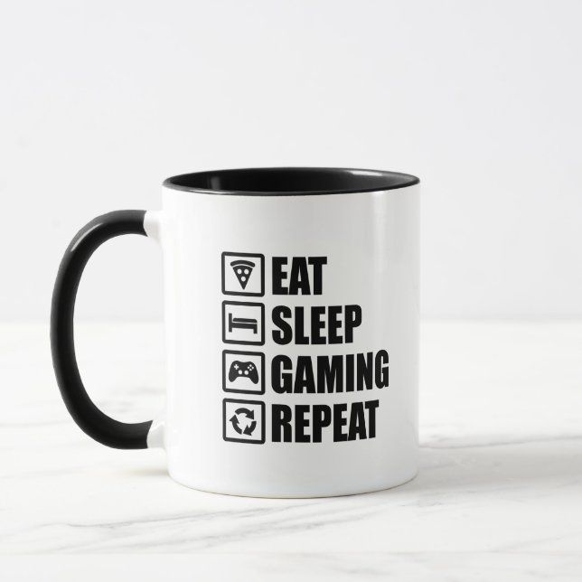 Caneca Eat Sleep Gaming Repeat - Cadeau Parfait pour Game (Esquerda)