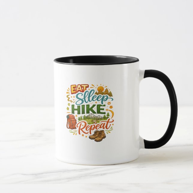 Caneca Eat Sleep Hike Repeat – Outdoor Hiking Tee (Direita)
