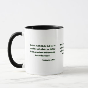 Caneca Eclesiastes Bíblia 5:10 KJV Verso Mug De Dois Tons