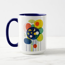 Caneca Eclético Floral Cósmico Moderno Botânico Retrô Som