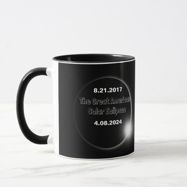 Caneca Eclipse Solar Duplamente Datado de 2024 & 2017 (Esquerda)