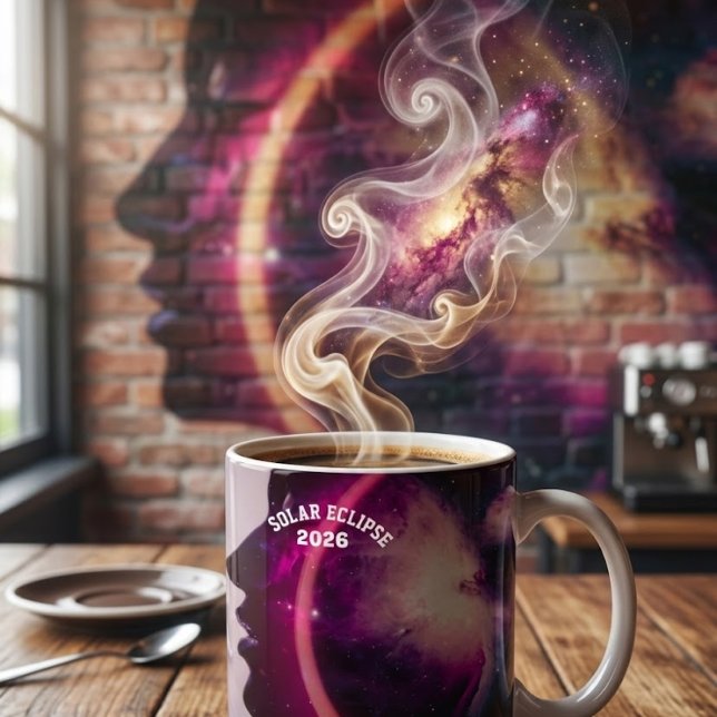 Caneca Eclipse total do sol agosto 2026 texto personaliza (Criador carregado)